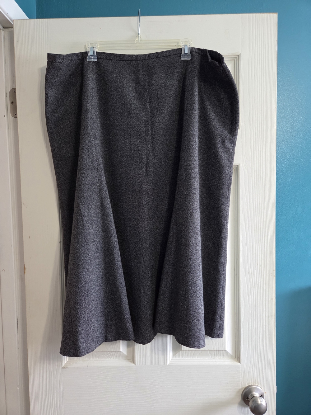 Classic Charcoal Gray Heathered A-Line Midi Skirt